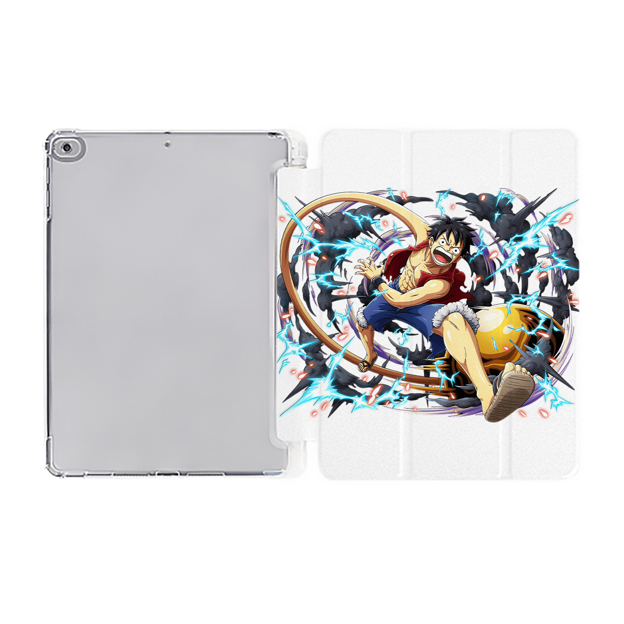 （画像用） ワンピース モンキー・D・ルフィ ONE PIECE Monkey D. Luffy IPad ケース ペン収納付き 三つ折りスタンド PUレザー×シリコン 対応機種9.5/10.5/10.9インチ